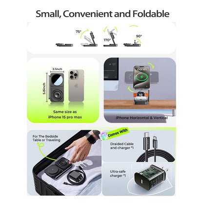 Bežični punjač Lisen 3u1, 15W, 1.67A, Crni YL0424010003