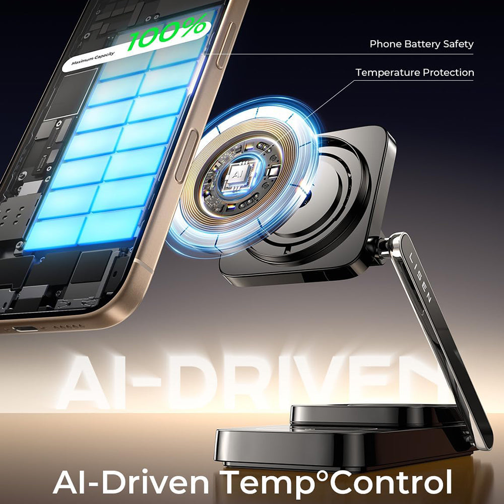 Bežični punjač Lisen 3u1, 15W, 1.67A, Crni YL0424010003