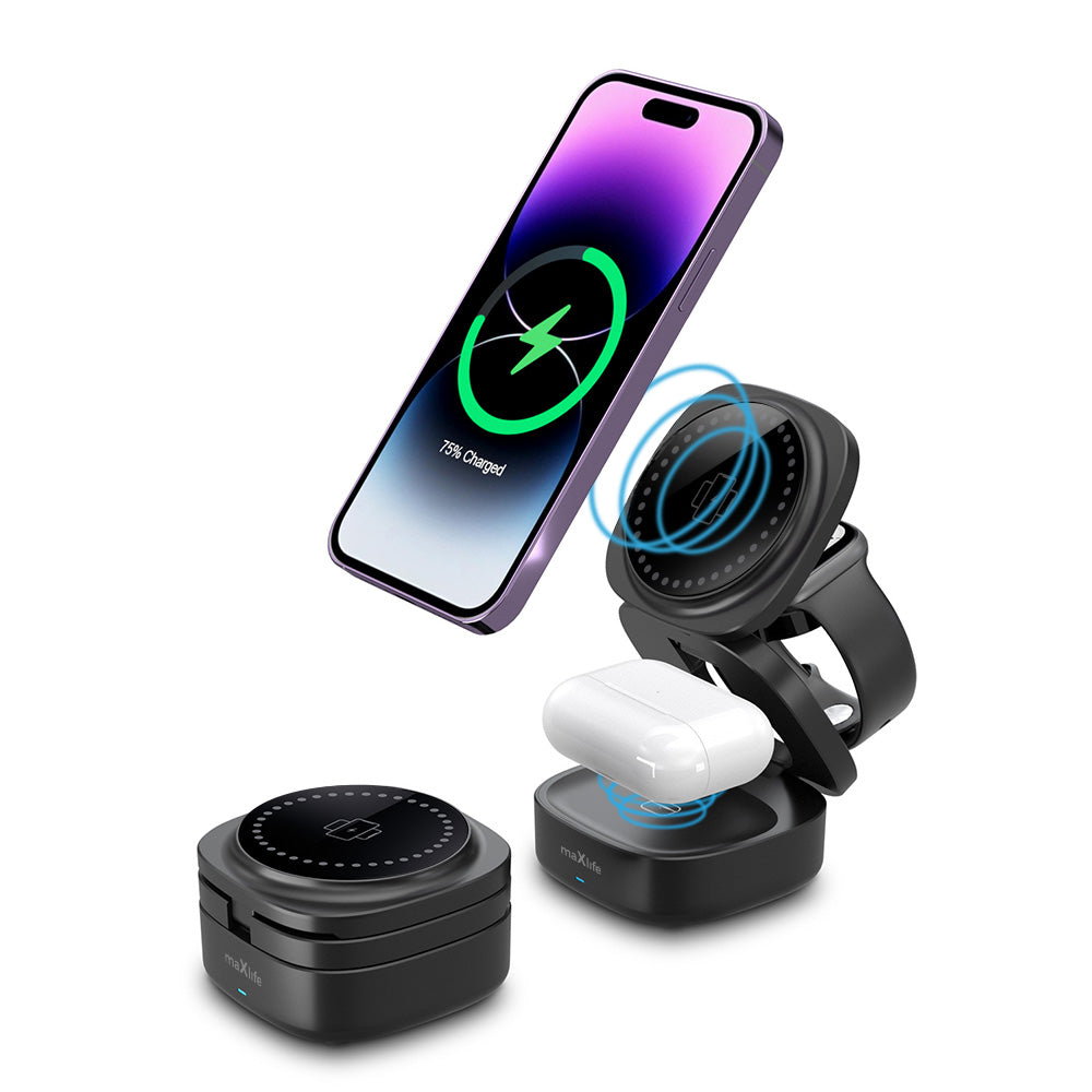 Bežični punjač MaXlife MXWC-06 3u1, 15W, 1.67A, Crni