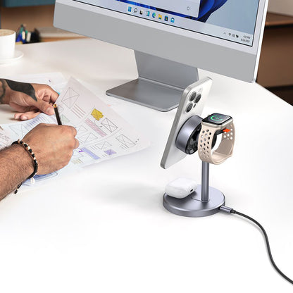 Bežični mrežni punjač McDodo CH-2460 Swan 3u1, 22.5W, 1.67A, Siva