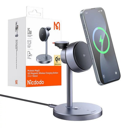 Bežični mrežni punjač McDodo CH-2460 Swan 3u1, 22.5W, 1.67A, Siva