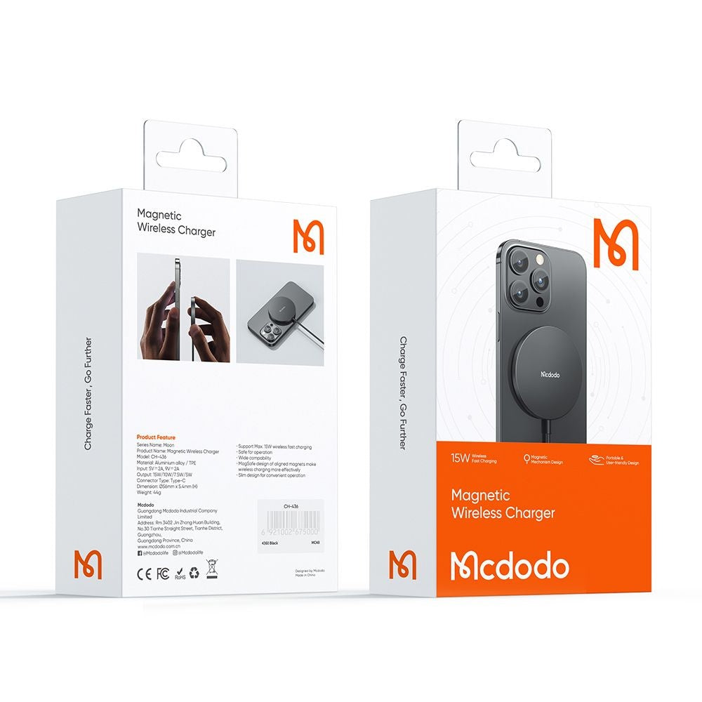 Bežični mrežni punjač McDodo CH-4360 Moon, 15W, 1.67A, Crni