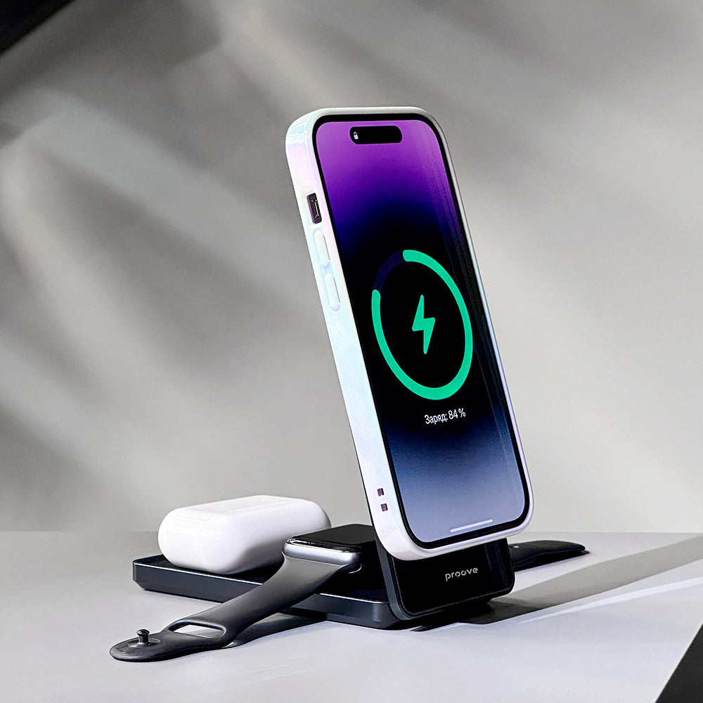 Bežični punjač Proove Metal Edge 3in1, 15W, 1.67A, Sivi WSME15010003