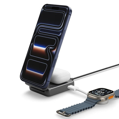 Bežični punjač Spigen EF302MOQ 3u1, 25W, 1 x USB-C, Sivi