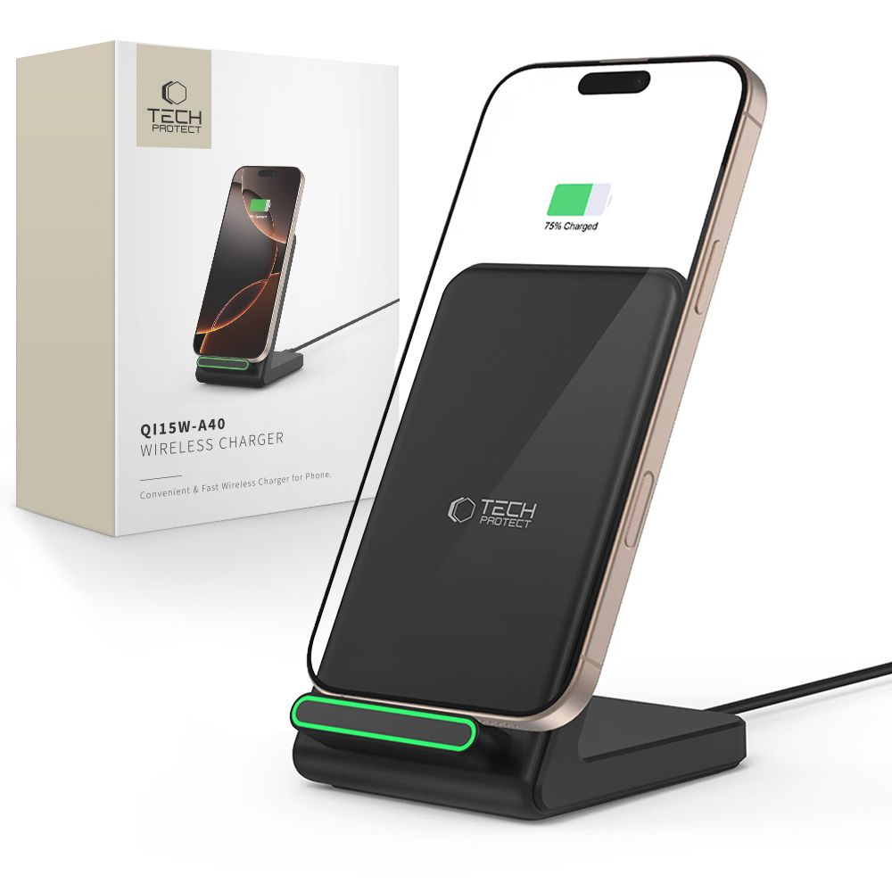 Bežični mrežni punjač Tech-Protect QI15W-A40, 15W, 1.67A, Crni