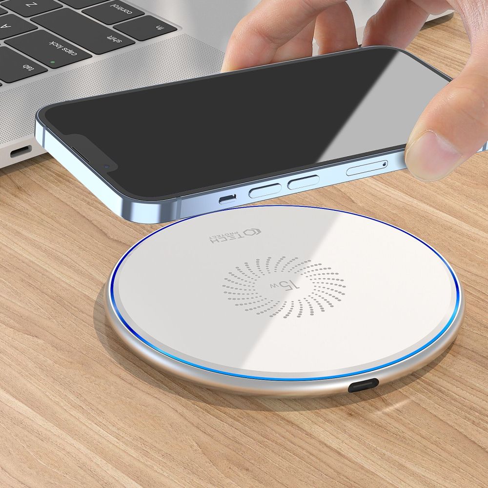 Bežični mrežni punjač Tech-Protect QI15W-C1, 15W, 1.67A, Beli THP1414