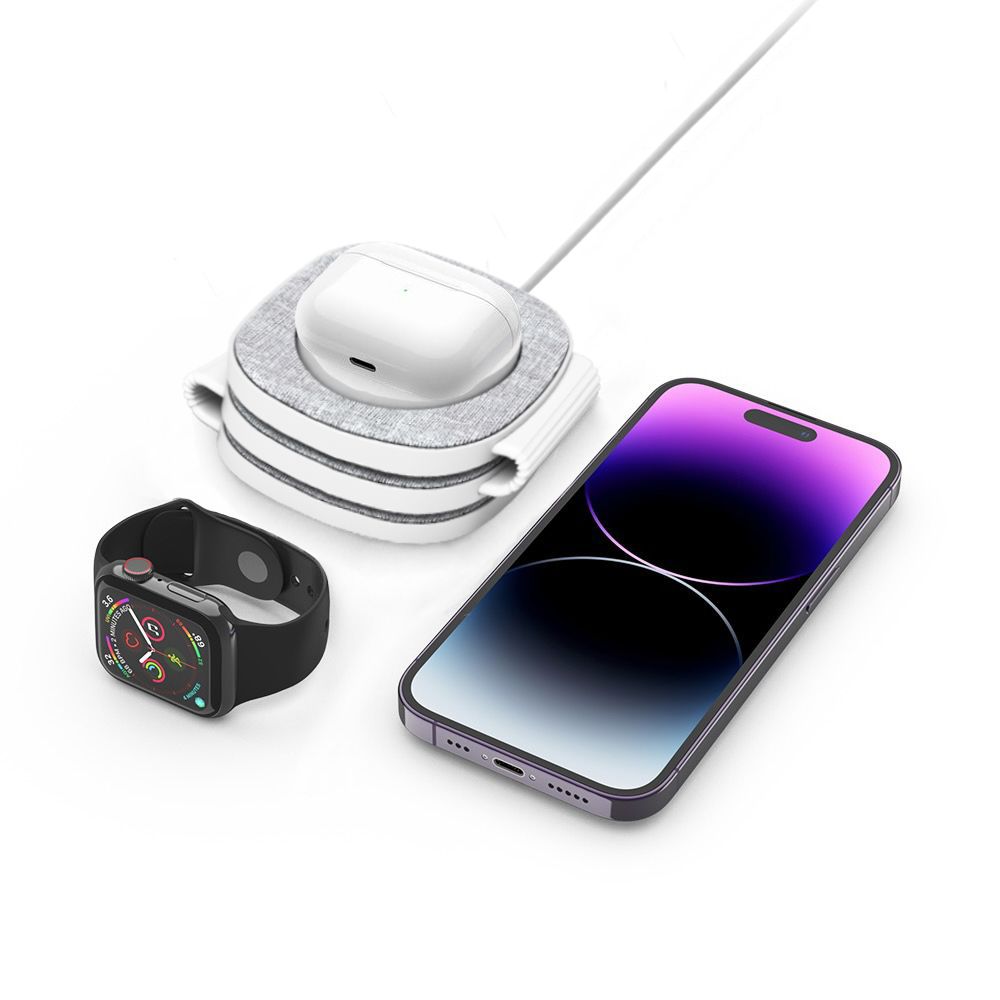 Bežični punjač Tech-Protect A32 3u1, 15W, 1.67A, Sivi