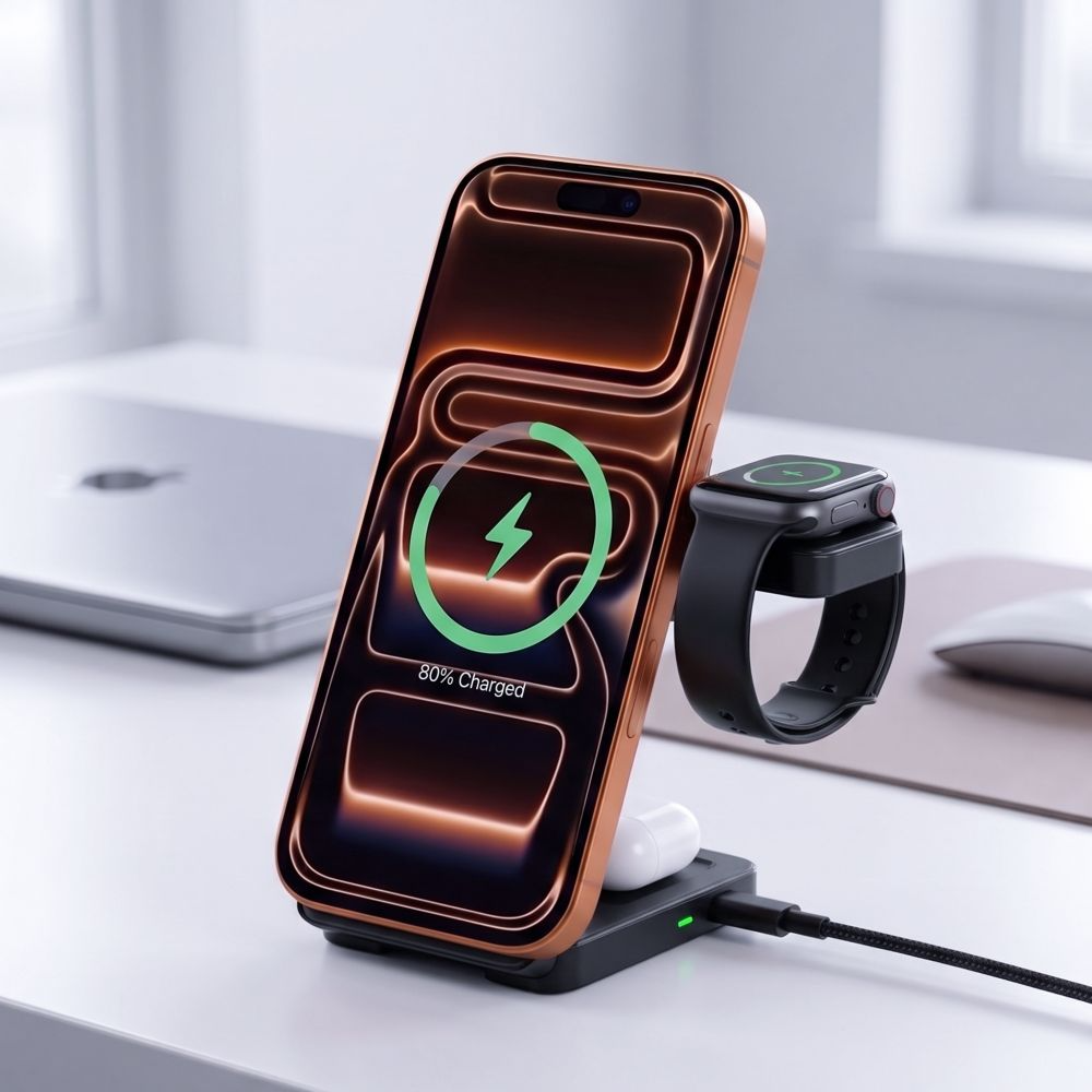 Bežični mrežni punjač Tech-Protect A56 3u1, 25W, Crni