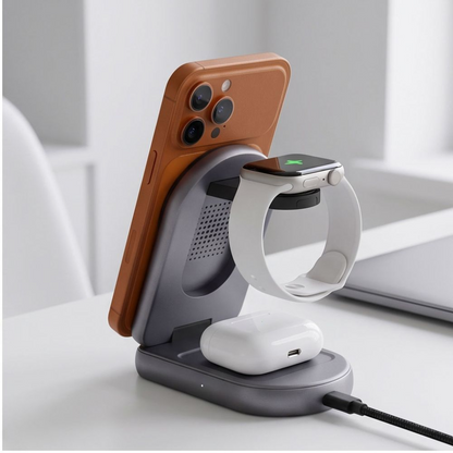 Bežični mrežni punjač Tech-Protect A53 3u1, 25W, Siva
