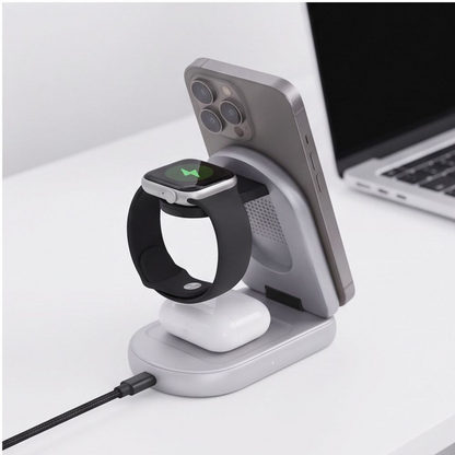 Bežični mrežni punjač Tech-Protect A53 3u1, 25W, Siva