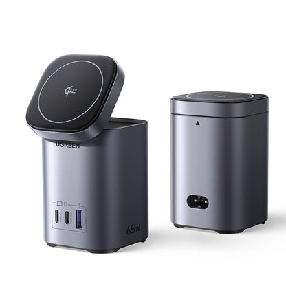 Bežični punjač UGREEN X555 4in1, 65W, 3.25A, 1 x USB-A - 2 x USB-C, Sivi