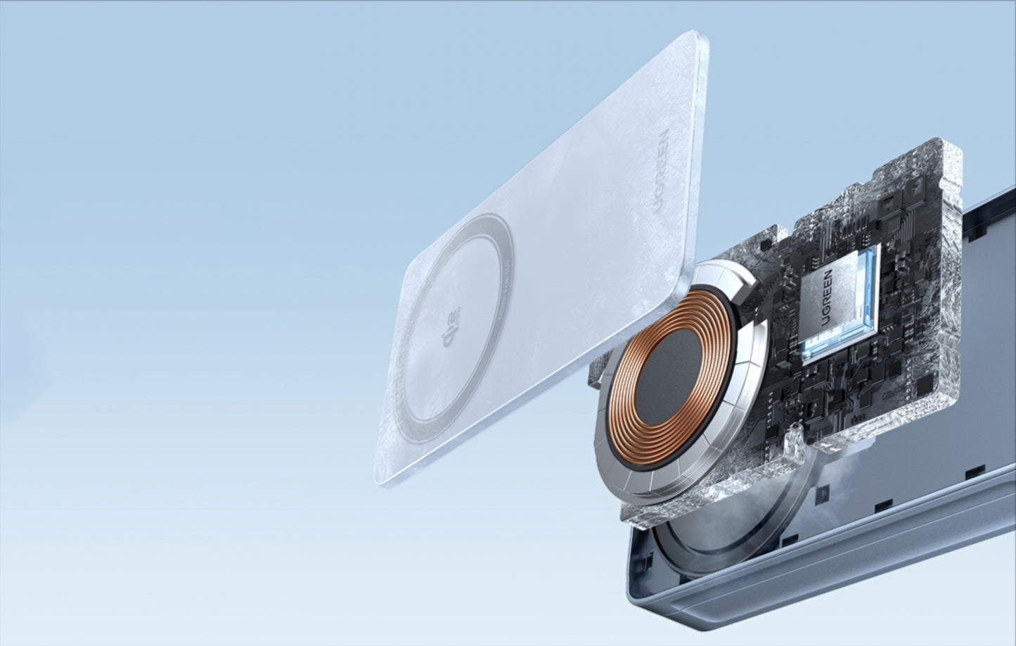 Bežični punjač UGREEN MagFlow 2in1, 25W, Plavi