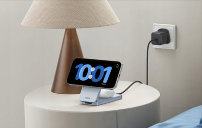 Bežični punjač UGREEN MagFlow 2in1, 25W, Plavi