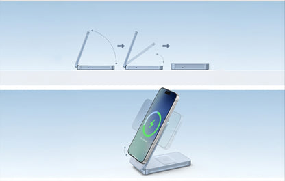 Bežični punjač UGREEN MagFlow 2in1, 25W, Plavi