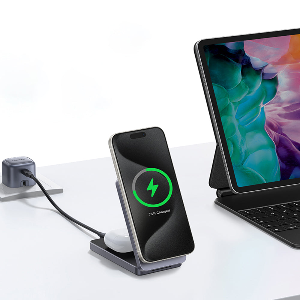 Bežični punjač UGREEN W706 2in1, 20W, 1.67A, Bel