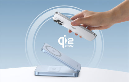 Bežični punjač UGREEN MagFlow 2in1, 25W, Plavi