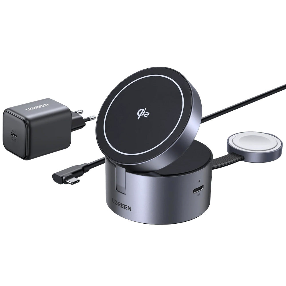 Bežični punjač UGREEN W712 (65148) 3u1, 25W, 1.67A, Sivi