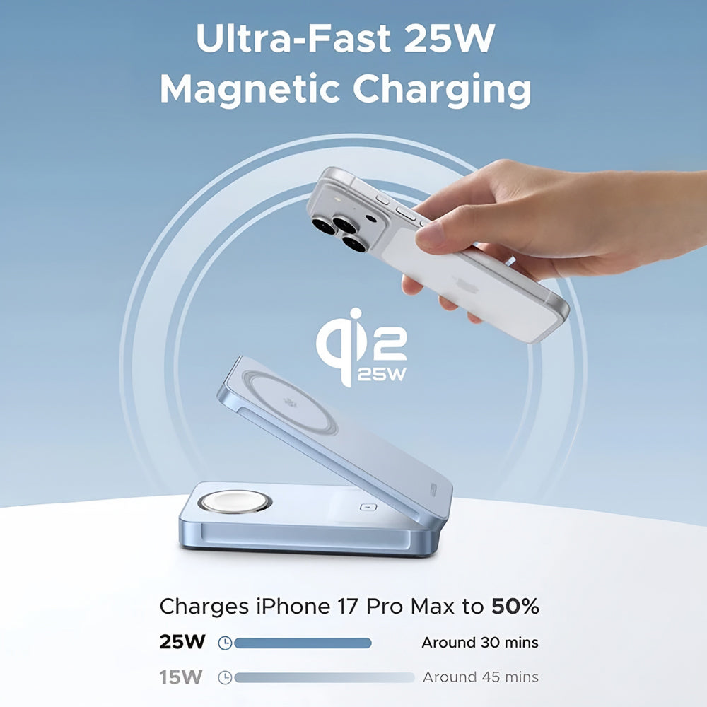 Bežični mrežni punjač UGREEN W757 (65901) 3u1, 25W, Plavi