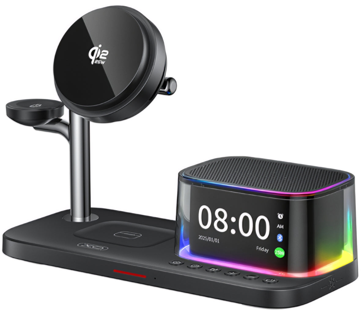 Bežični mrežni punjač sa Bluetooth zvučnikom XO Design CX045 5in1, 25W, Crni