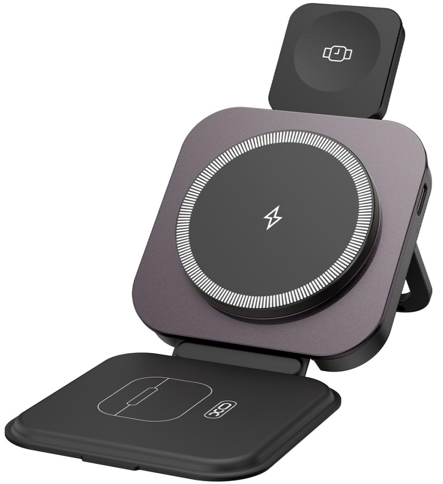 Bežični mrežni punjač XO Design CX035 3u1, 15W, 1.67A, Crni, Ponovo zapečaćen