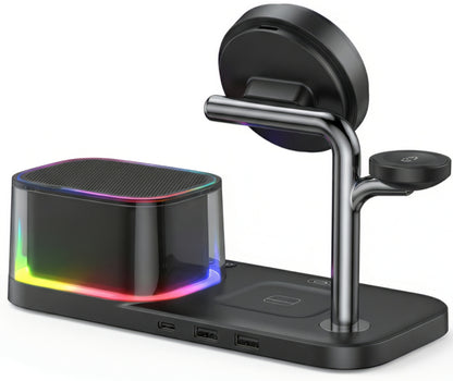 Bežični mrežni punjač sa Bluetooth zvučnikom XO Design CX045 5in1, 25W, Crni