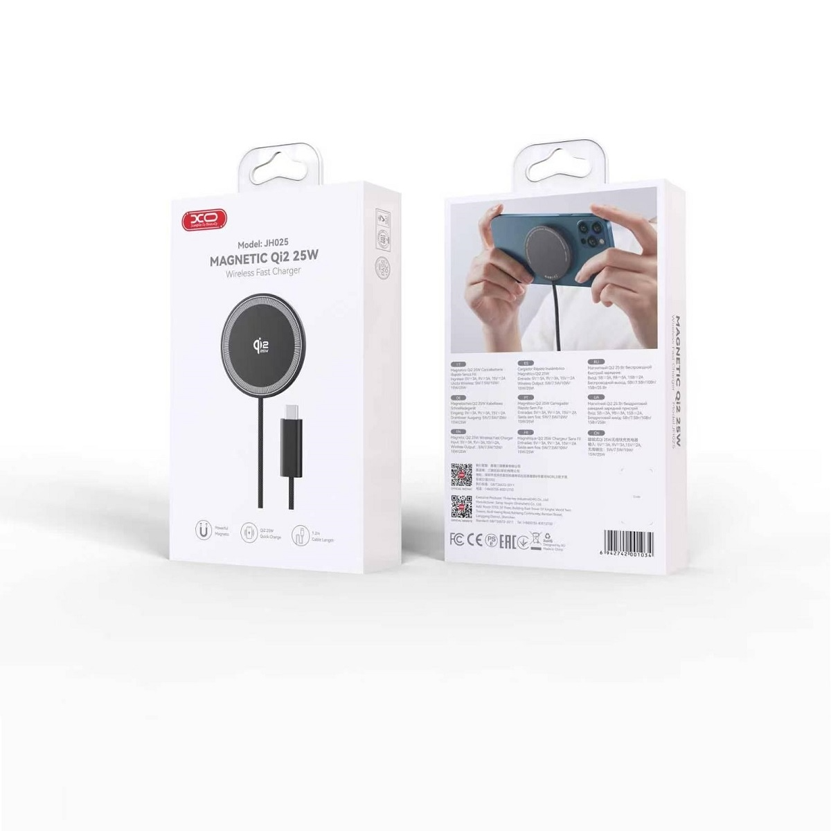Bežični mrežni punjač XO Design JH025, 25W, 1.67A, Crni