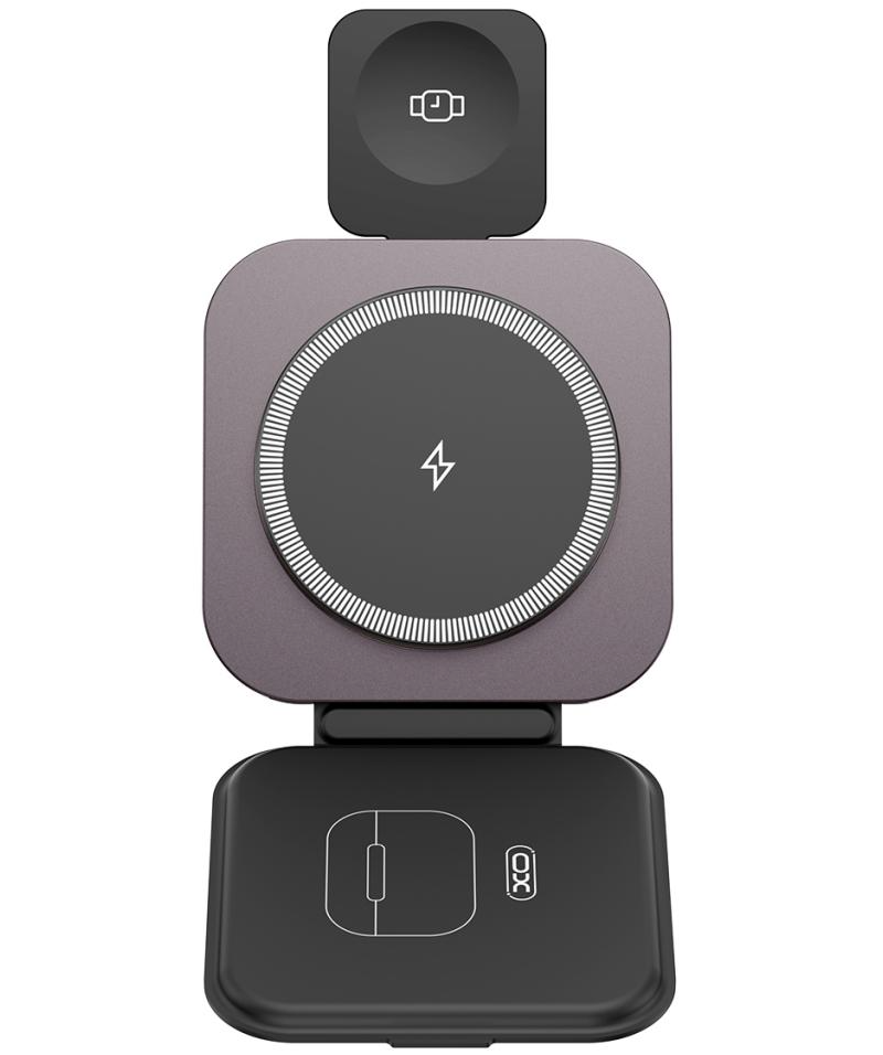 Bežični mrežni punjač XO Design CX035 3u1, 15W, 1.67A, Crni, Ponovo zapečaćen