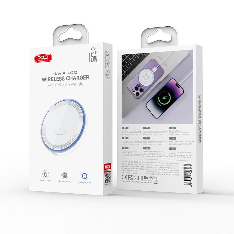 Bežični mrežni punjač XO Design CX042, 15W, 1.67A, Bela