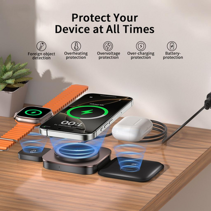 Bežični mrežni punjač XO Design CX035 3u1, 15W, 1.67A, Crni, Ponovo zapečaćen