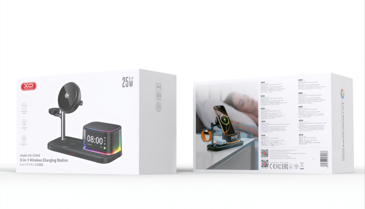 Bežični mrežni punjač sa Bluetooth zvučnikom XO Design CX045 5in1, 25W, Crni