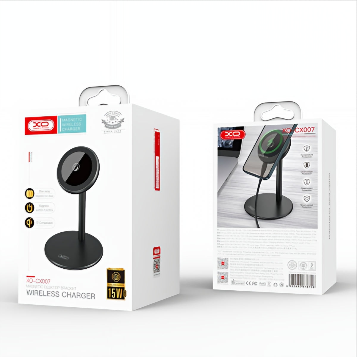 Bežični punjač XO Design CX007, 15W, 1.67A, Crni