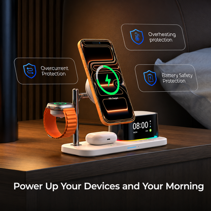 Bežični mrežni punjač sa Bluetooth zvučnikom XO Design CX045 5u1, 25W, Bela