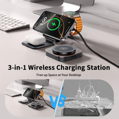 Bežični mrežni punjač XO Design CX035 3u1, 15W, 1.67A, Crni, Ponovo zapečaćen