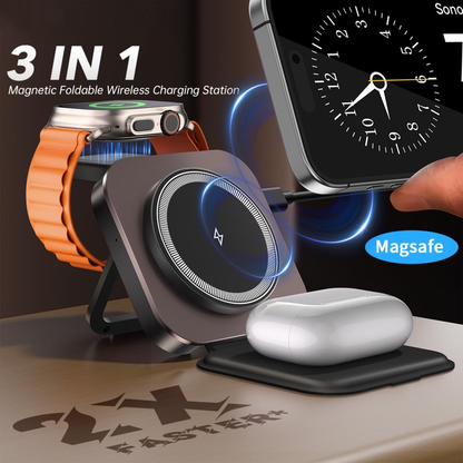 Bežični punjač XO Design CX035 3u1, 15W, 1.67A, Crni