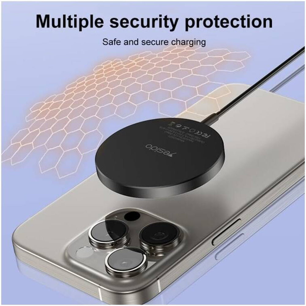 Bežični punjač Yesido DS21, 15W, 1.67A, Crni