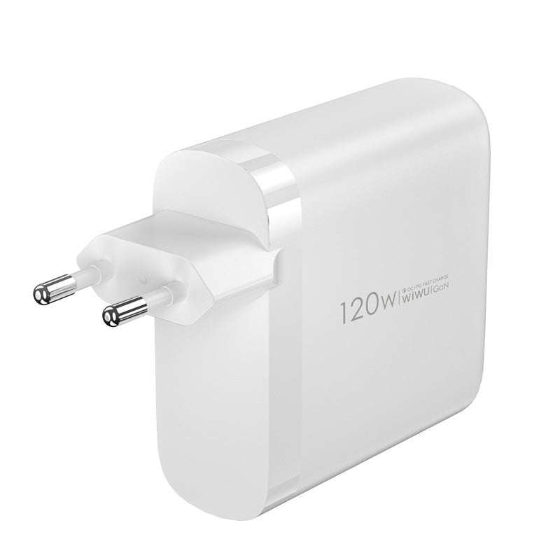 Punjač za mrežu WiWu Wi-U020, 120W, 3A, 1 x USB-A - 3 x USB-C, Beli
