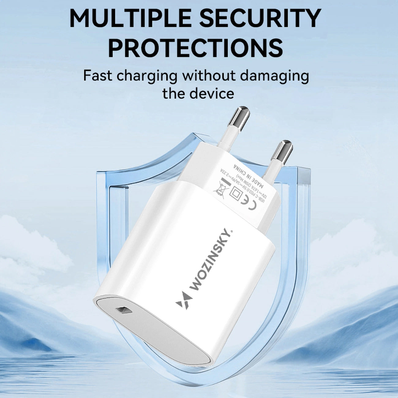 Punjač za mrežu WZK WGWCCW, 20W, 3A, 1 x USB-C, Bela