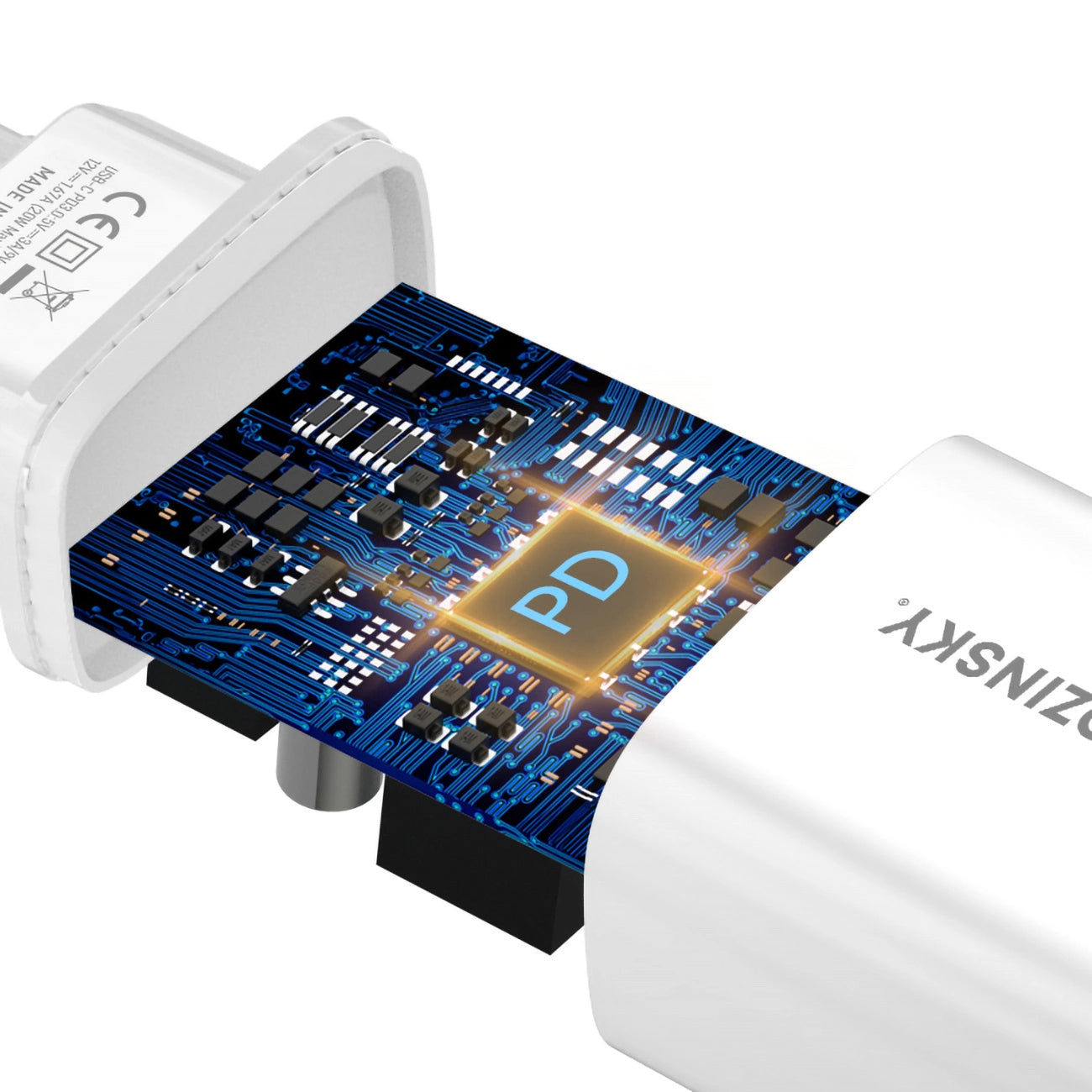 Punjač za mrežu WZK WGWCCW, 20W, 3A, 1 x USB-C, Bela