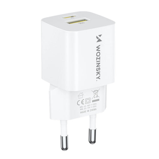 Punjač za mrežu WZK WWCEAC, 33W, 3A, 1 x USB-A - 1 x USB-C, Beli