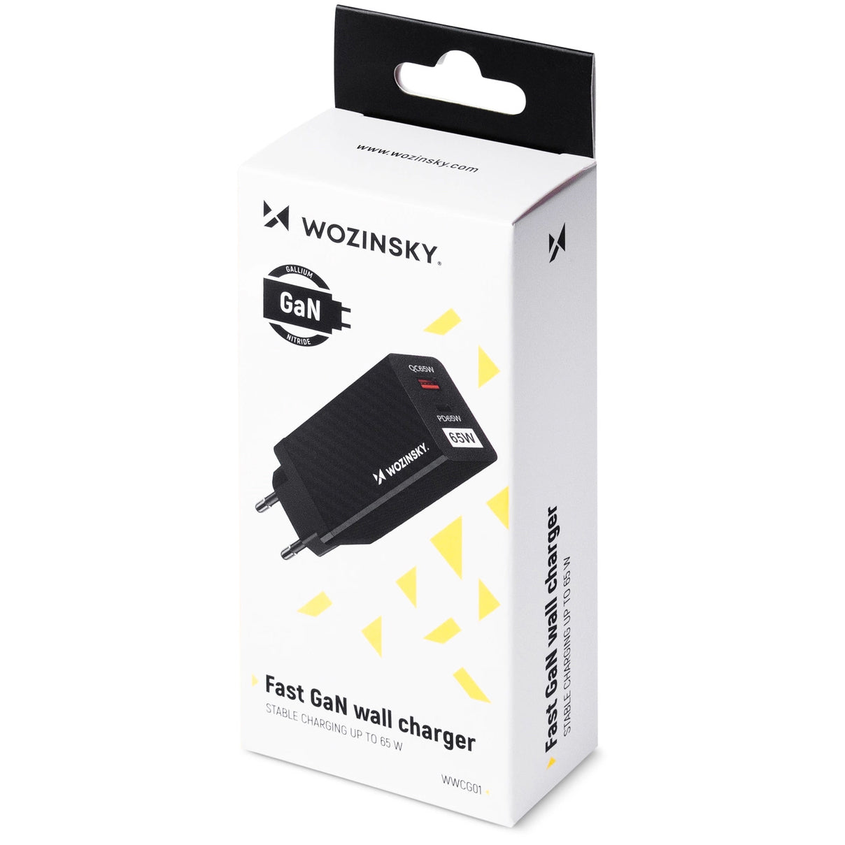Punjač za mrežu WZK WWCG01, 65W, 3A, 1 x USB-A - 1 x USB-C, Crni