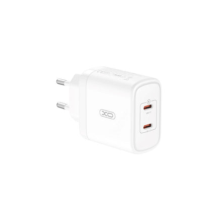 Punjač za mrežu XO Design CE08, 50W, 3A, 2 x USB-C, Beli