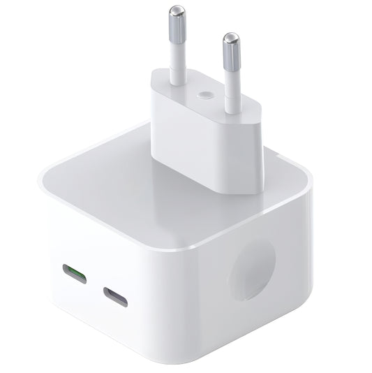Punjač za mrežu XO Design L102, 35W, 3A, 2 x USB-C, Beli