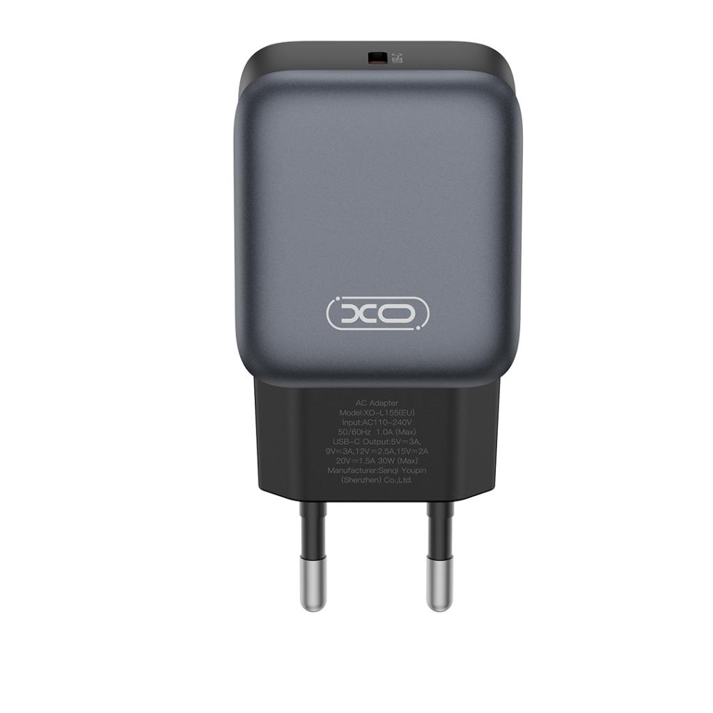 Punjač za mrežu XO Design L155, 30W, 3A, 1 x USB-C, Crni
