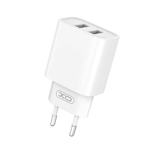 Punjač mreže XO Design CE02C, 10.5W, 2.1A, 2 x USB-A, Beli