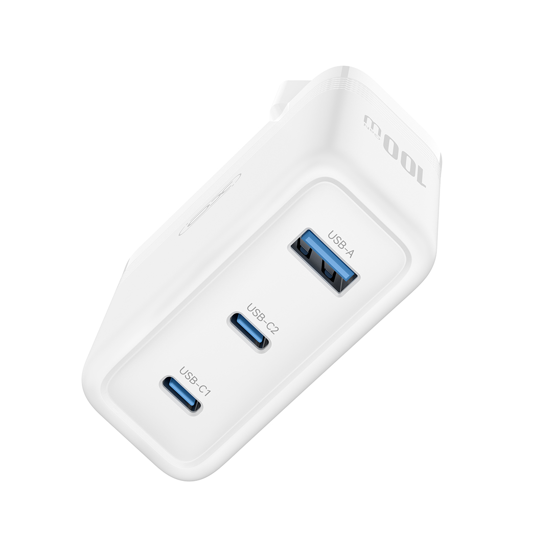 Punjač mreže XO Design CE35, 100W, 5A, 1 x USB-A - 2 x USB-C, Beli