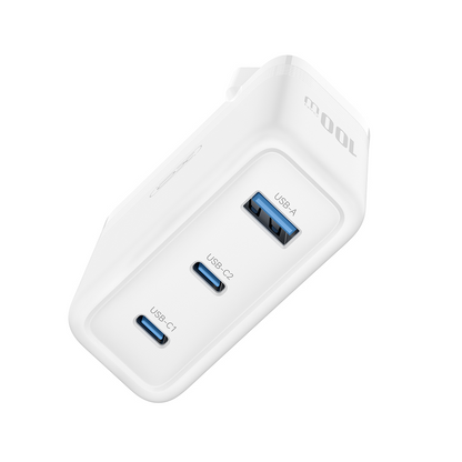 Punjač mreže XO Design CE35, 100W, 5A, 1 x USB-A - 2 x USB-C, Beli