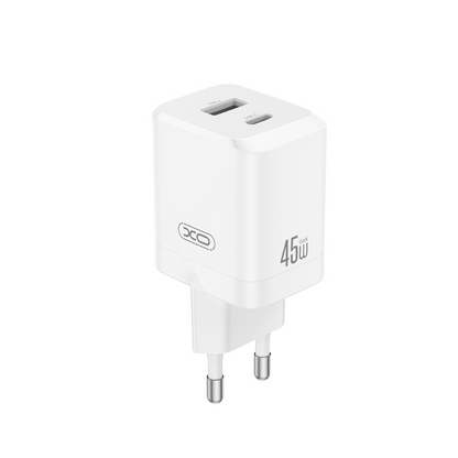 Punjač za mrežu XO Design CE36, 45W, 3A, 1 x USB-A - 1 x USB-C, Beli