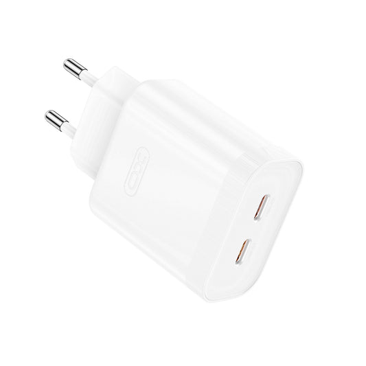 Network Charger XO Design L105, 35W, 3A, 2 x USB-C, White 