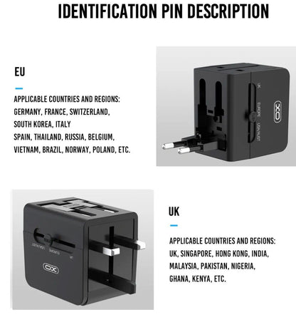 Punjač za mrežu XO Design WL01 Travel, 10.5W, 2.1A, 2 x USB-A, Crni