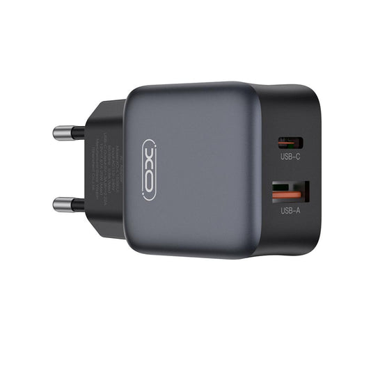 Punjač mreže XO Design L156, 30W, 3A, 1 x USB-A - 1 x USB-C, Crni